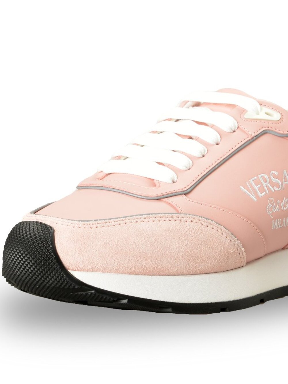 Versace Women's Pale Pink 100%Leather Logo Embroidery Sneakers Shoes US 8 IT 38 - Picture 8 of 8